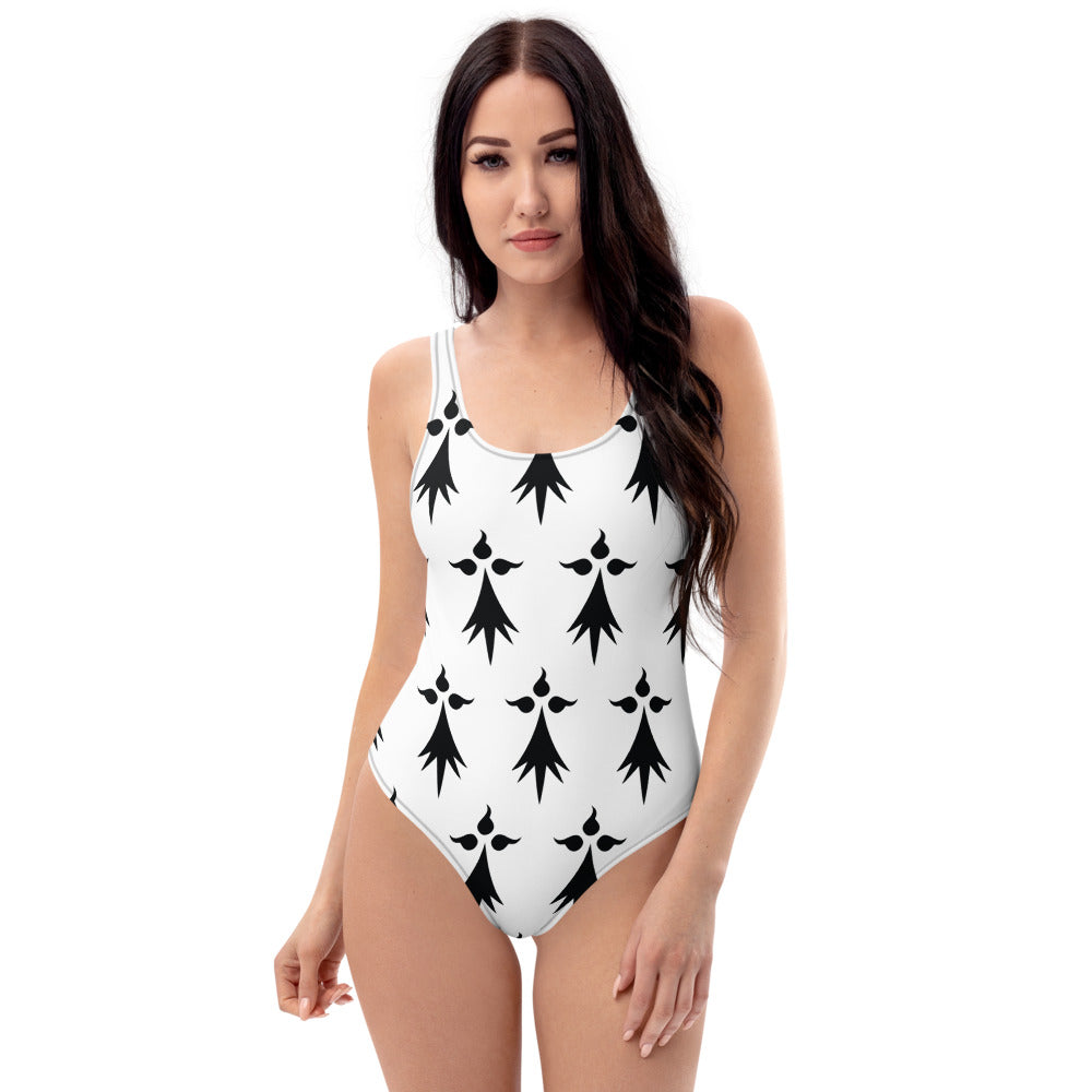 Maillot de bain Bretagne noir - Drapeau hermines élégant