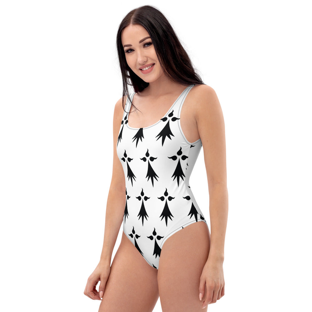 Maillot de bain Bretagne noir - Drapeau hermines élégant