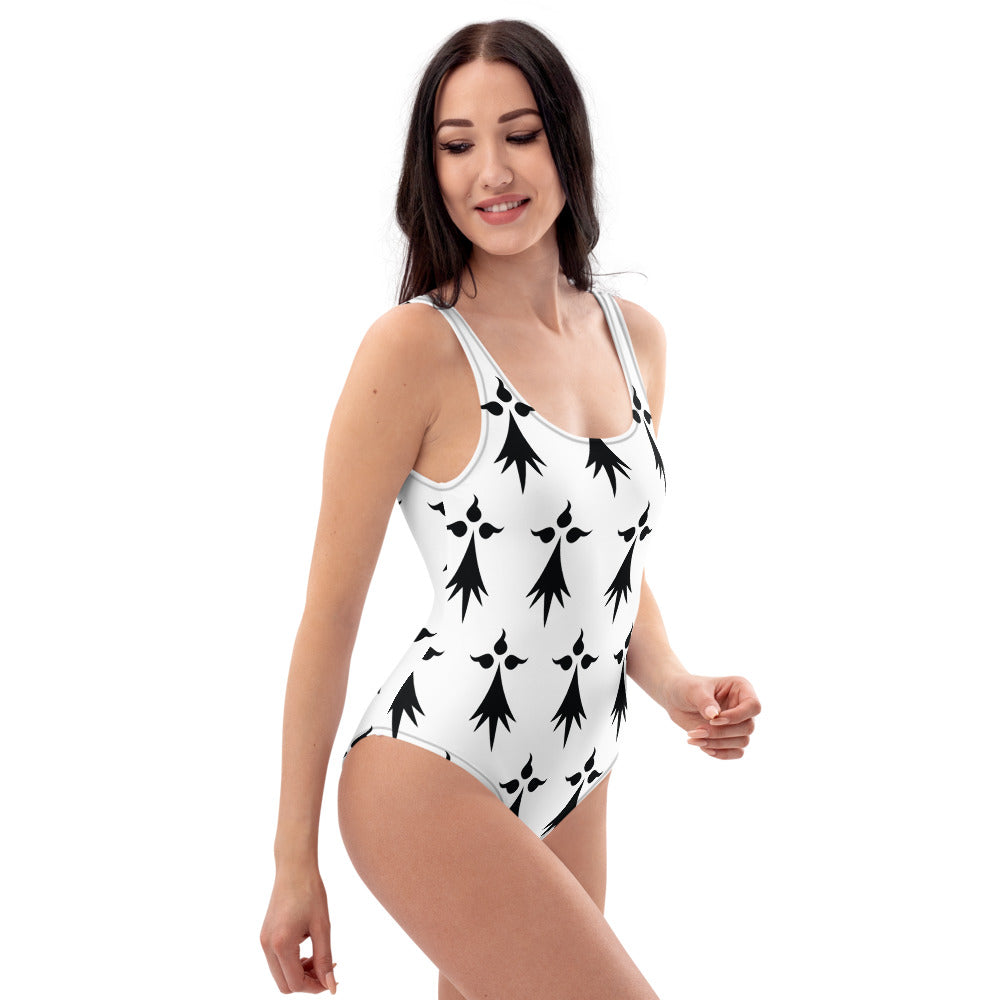 Maillot de bain Bretagne noir - Drapeau hermines élégant