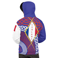 Thumbnail for Sweat à capuche Acadien jaune face - Design drapeau tricolore étoilé