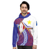 Sweat à capuche Acadien bleu - Design drapeau tricolore étoilé