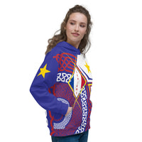 Thumbnail for Sweat à capuche Acadien jaune - Design drapeau tricolore étoilé