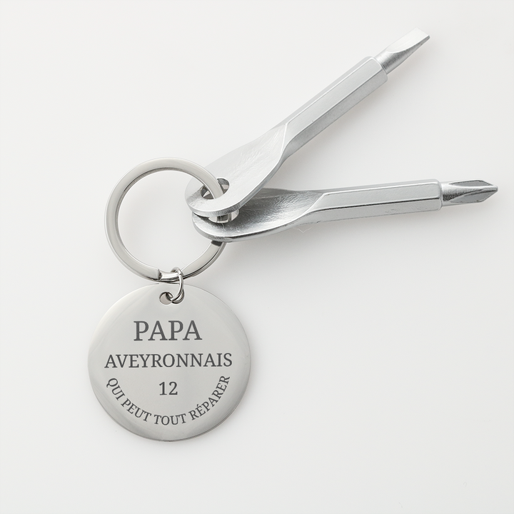 Cadeau Papa Aveyronnais Porte-Clés Tournevis  - Bijouterie fête des pères