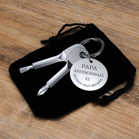 Cadeau Papa Aveyronnais Porte-Clés Tournevis  - Bijouterie fête des pères