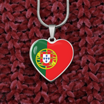 Collier pendentif COEUR DU PORTUGAL® version drapeau - Cadeau pour une Portugaise - Bijouterie
