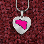 Collier coeur de Bretagne (Carte Rose fushia) - Cadeau pour Bretonne - Bijouterie