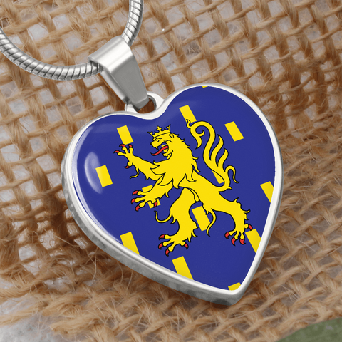Collier pendentif COEUR DE COMTÉ ET LION® version drapeau - Cadeau pour femme comtoise - Bijouterie