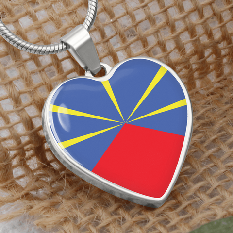 Pendentif Cœur Drapeau Réunionnais - Cadeau pour une Réunionnaise - Bijouterie