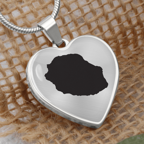 Pendentif Réunion carte forme de Coeur - Cadeau pour une Réunionnaise - Bijouterie