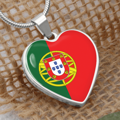 Collier pendentif COEUR DU PORTUGAL® version drapeau - Cadeau pour une Portugaise - Bijouterie
