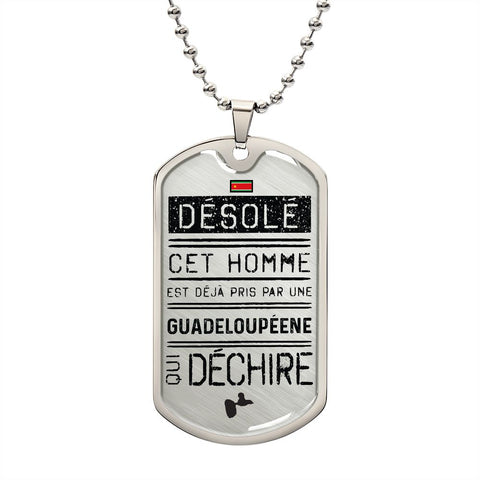 Collier et médaille militaire Désolé® cadeau d'une Guadeloupéenne à son homme - Bijouterie