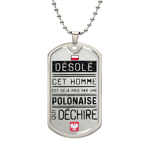 Collier et médaille militaire Désolé® Polonaise cadeau d'une Polonaise à son homme - Bijouterie