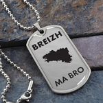 Breizh Ma bro - Collier et médaille pendentif militaire cadeau pour Bretons - Bijouterie