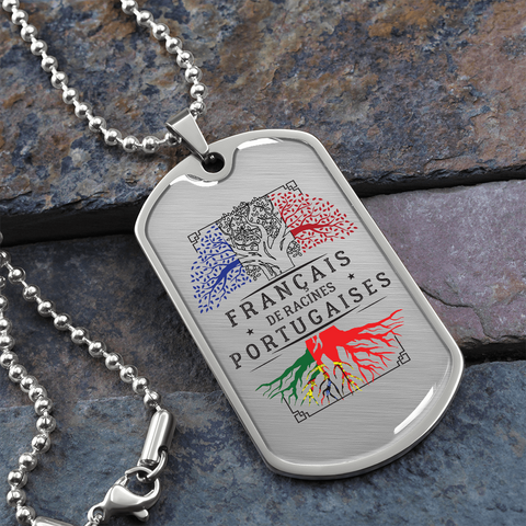 Collier et médaille pendentif militaire RACINES® Portugaises - cadeau pour Portugais - Bijouterie