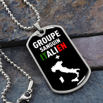 Collier et médaille militaire GROUPE SANGUIN® Italien + cadeau pour un italien ou une italienne - Bijouterie
