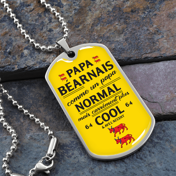 Collier et médaille militaire PAPA® Béarnais cadeau pour les papas Béarnais avé l'accent - Bijouterie