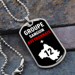 Collier et médaille militaire GROUPE SANGUIN® Aveyronnais + cadeau pour un Aveyronnais ou une Aveyronnaise  - Bijouterie