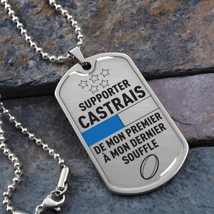 Médaillon militaire SUPPORTER® Castrais - Collier Cadeau original pour un supporter Castrais - Bijouterie Rugby