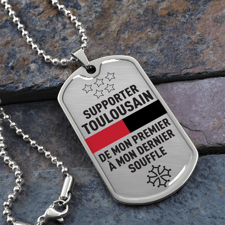 Médaillon militaire SUPPORTER® Toulousain - Collier Cadeau original pour un supporter Toulousain - Bijouterie Rugby