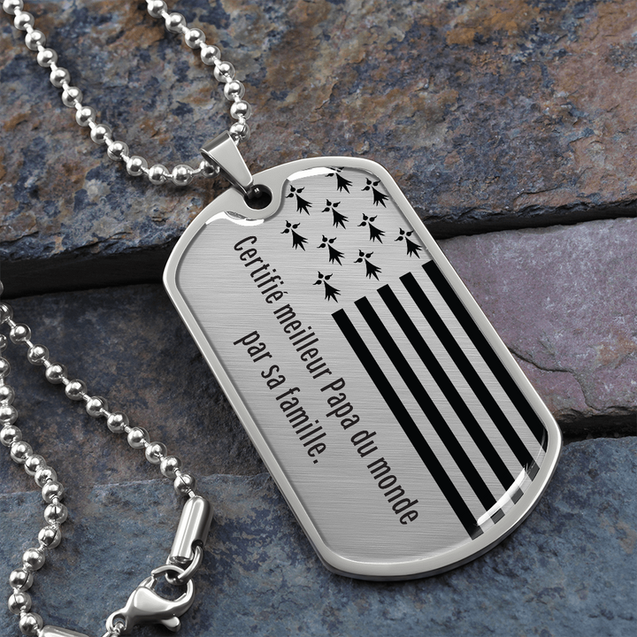 Collier et médaille militaire PAPA® breton cadeau pour les papas Bretons - Bijouterie