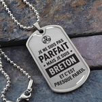 Parfait Breton - Collier et médaille pendentif militaire cadeau humour pour Bretons - Bijouterie