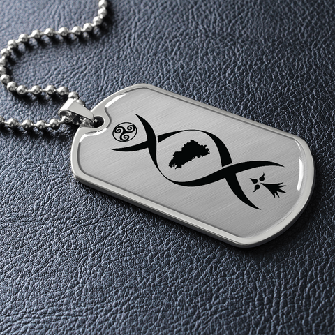 Collier et médaille pendentif militaire ADN® Breton - cadeau pour Bretons - Bijouterie