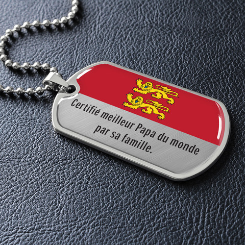 Collier et médaille militaire PAPA® Normand cadeau pour les papas Normand - Bijouterie