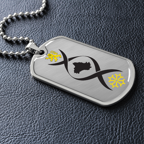 Collier et médaille pendentif militaire ADN® Aveyronnais - cadeau pour Aveyronnais - Bijouterie
