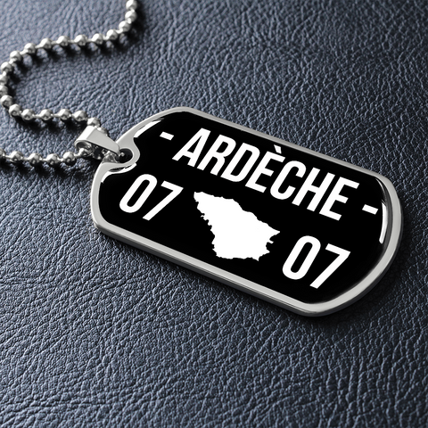 Collier et médaille pendentif militaire ARDÈCHE 07 - cadeau pour un Ardéchois - Bijouterie