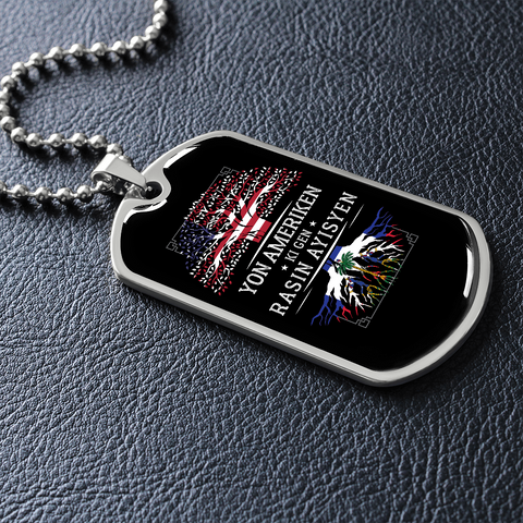 Military Tag in Haitian Creol : Yon Ameriken ki gen rasin Ayisyen - Haiti - Bijouterie