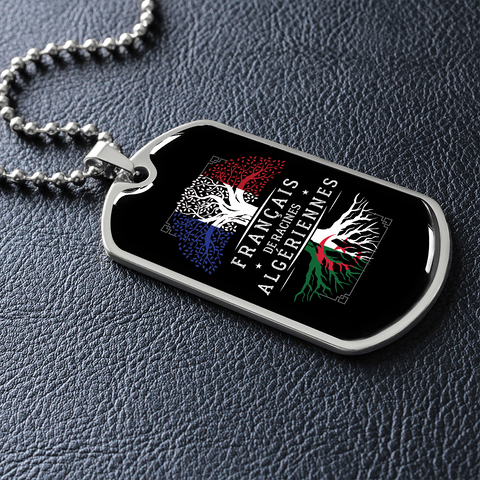 Racines Algériennes - Collier et médaille pendentif militaire cadeau pour Algérien - Bijouterie
