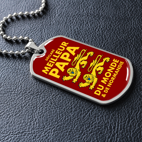 Collier et médaille militaire PAPA® Normand cadeau pour les papas normands - Bijouterie