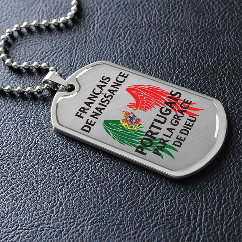 Collier et médaille militaire Portugais PAR LA GRÂCE DE DIEU® cadeau pour un Portugais - Bijouterie