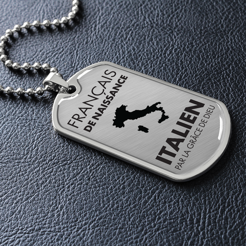 Italien par la grâce de Dieu - Collier et médaille pendentif militaire cadeau humour pour Italien - Bijouterie