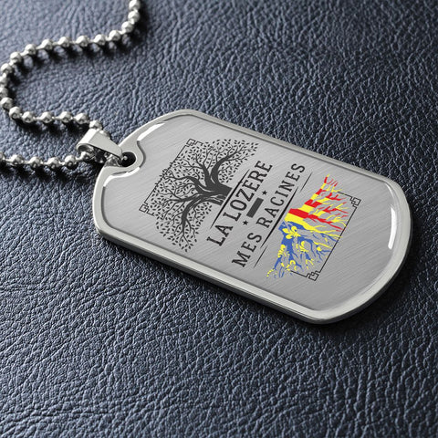Collier et médaille pendentif militaire RACINES® Lozérienne - cadeau pour un Lozérien - Bijouterie