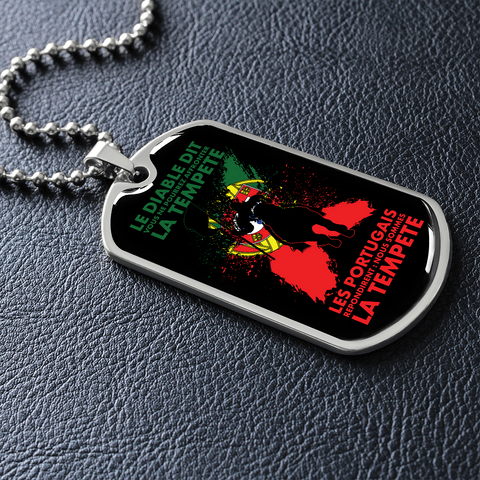 Portugais nous sommes la tempête - Collier et médaille militaire cadeau pour homme Portugais - Bijouterie