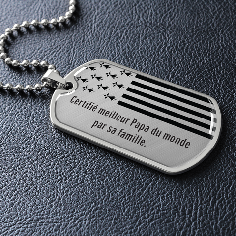 Collier et médaille militaire PAPA® breton cadeau pour les papas Bretons - Bijouterie