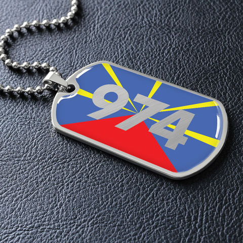 Collier et médaille 974® cadeau pour Réunionnais (GRAVURE AU VERSO EN OPTION)- Bijouterie