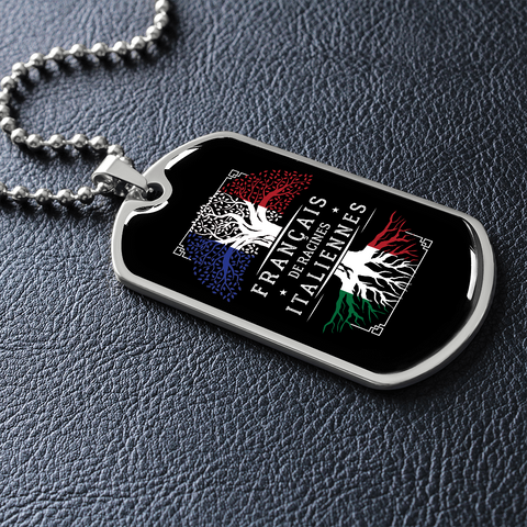 Collier et médaille militaire RACINES® Italiennes - cadeau pour homme Italien - Bijouterie
