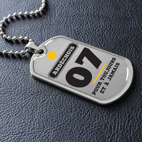 Médaillon militaire SOLEIL® Ardéchois - Collier Cadeau pour un Ardéchois - Bijouterie