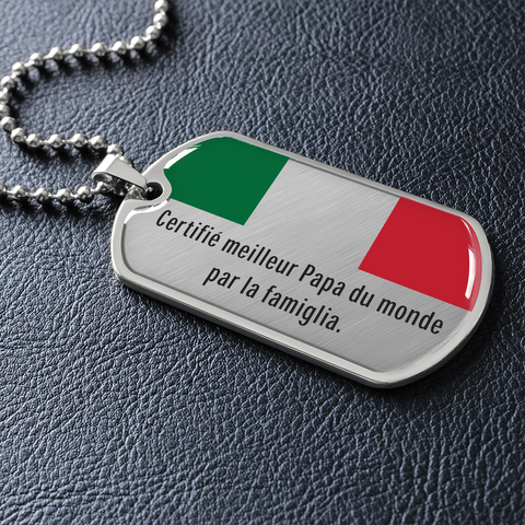Collier et médaille militaire PAPA® Italien cadeau pour les papas Italiens - Bijouterie