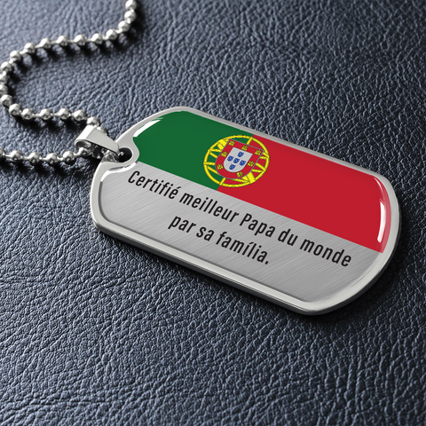 Collier et médaille militaire PAPA® portugais cadeau pour les papas Portugais - Bijouterie