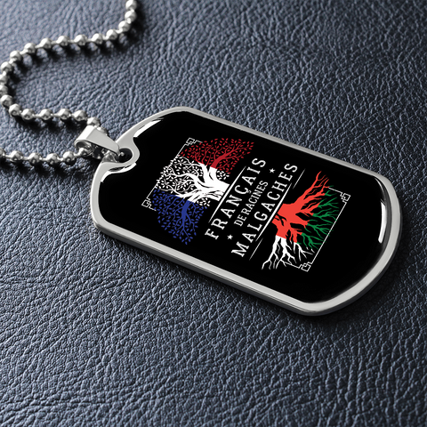 Français de Racines Malgaches - Collier et médaille militaire cadeau pour homme Malagasy - Bijouterie
