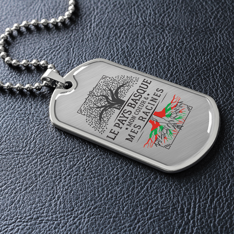 Collier et médaille militaire RACINES® Basque cadeau pour Basque  - Bijouterie