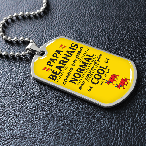 Collier et médaille militaire PAPA® Béarnais cadeau pour les papas Béarnais avé l'accent - Bijouterie