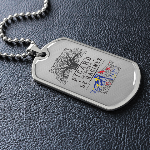 Picard de coeur et de racines - Collier médaille militaire - Cadeau pour un Picard - Bijouterie