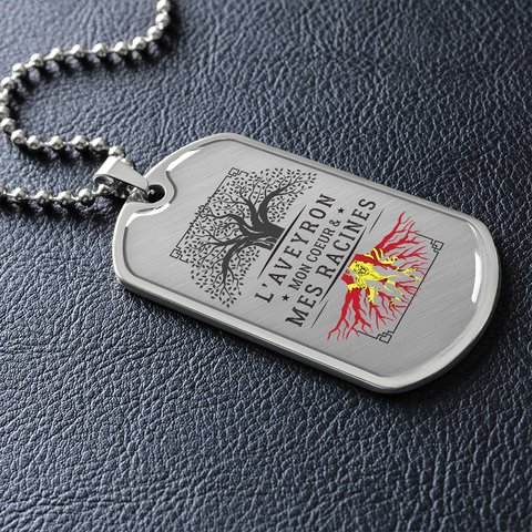 Collier et médaille pendentif militaire RACINES® Aveyronnaises - cadeau pour Aveyronnais - Bijouterie