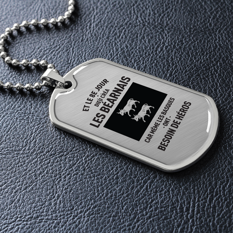 8e jour Béarnais - Collier et médaille pendentif militaire cadeau humour pour Béarnais - Bijouterie
