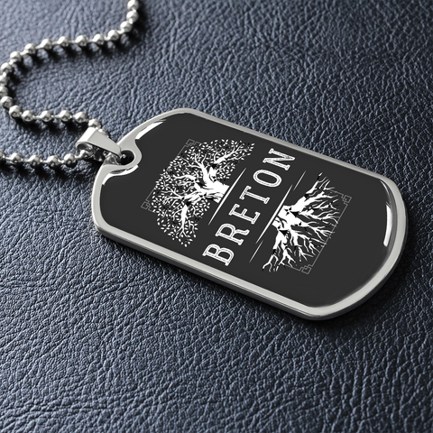 Collier et médaille pendentif militaire RACINES® Breton- cadeau pour un Breton- Bijouterie