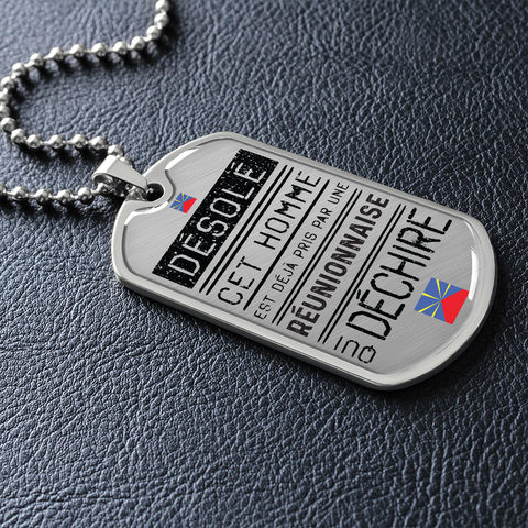 Collier et médaille militaire Désolé® Réunionnaise cadeau d'une Réunionnaise à son homme - Bijouterie